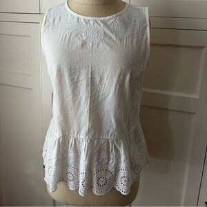 Jack Wills Peplum Sleeveless White Top | Size: US 4